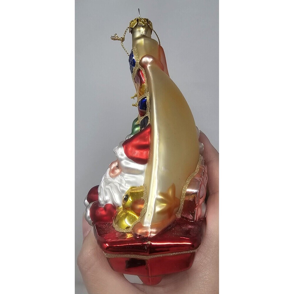 Kurt Adler Polonaise Sailor Santa Glass Ornament Hand Blown Nautical Boat - Picture 4 of 11